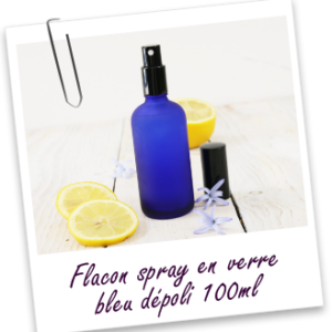 Flacon spray en verre bleu dépoli 100 ML