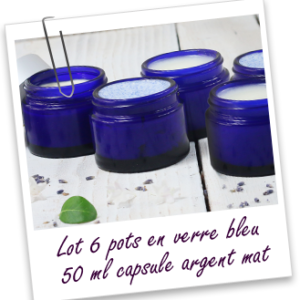 Lot de 6 pots verre bleu 50 ml